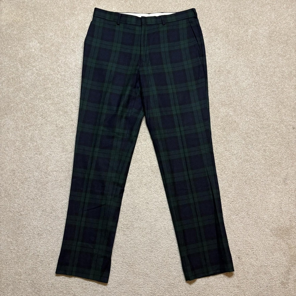 Brooks Brothers Red Fleece Dress Pants Mens 36x34 Black Watch Tartan Plaid Wool